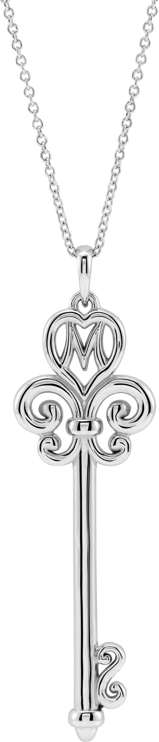 14K White Mother's Key 16 18 inch Necklace Ref. 16774467