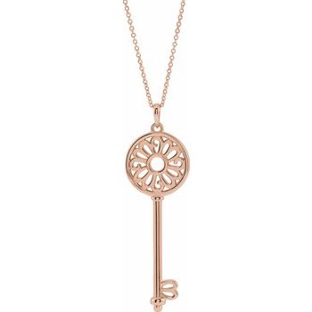 14K Rose Mother's Key 16 18 inch Necklace Ref. 16793638