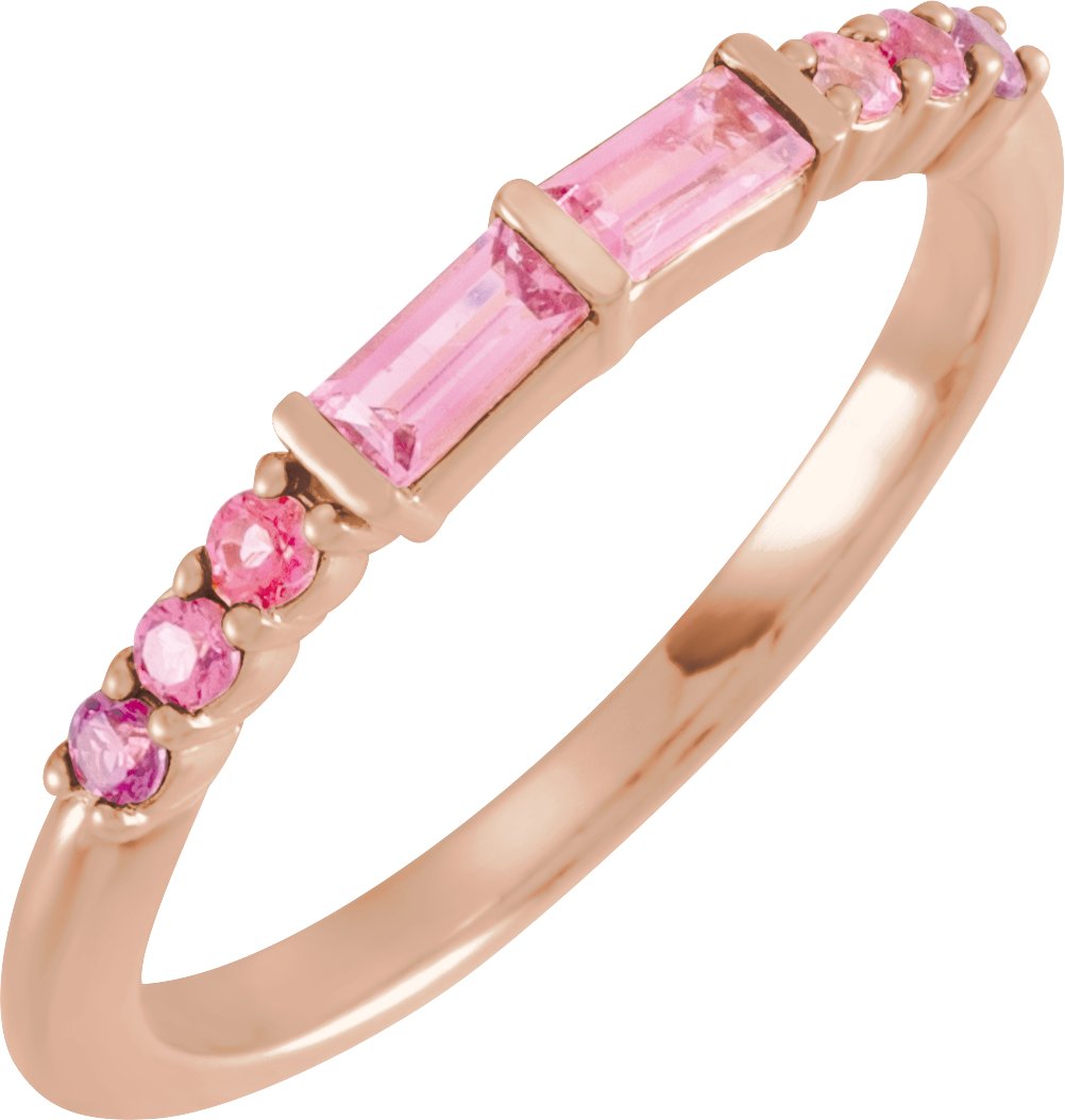 14K Rose Pink Multi-Gemstone Stackable Ring