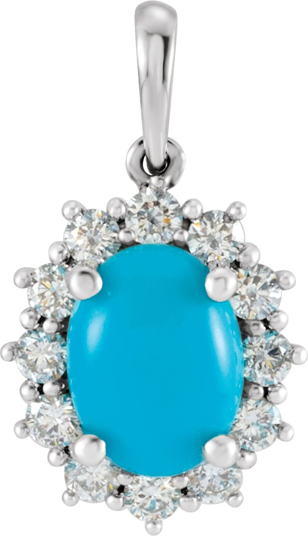 14K White Turquoise & 1/3 CTW Diamond Pendant
