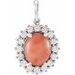 14K White Natural Pink Coral & 1/2 CTW Natural Diamond Halo-Style Pendant