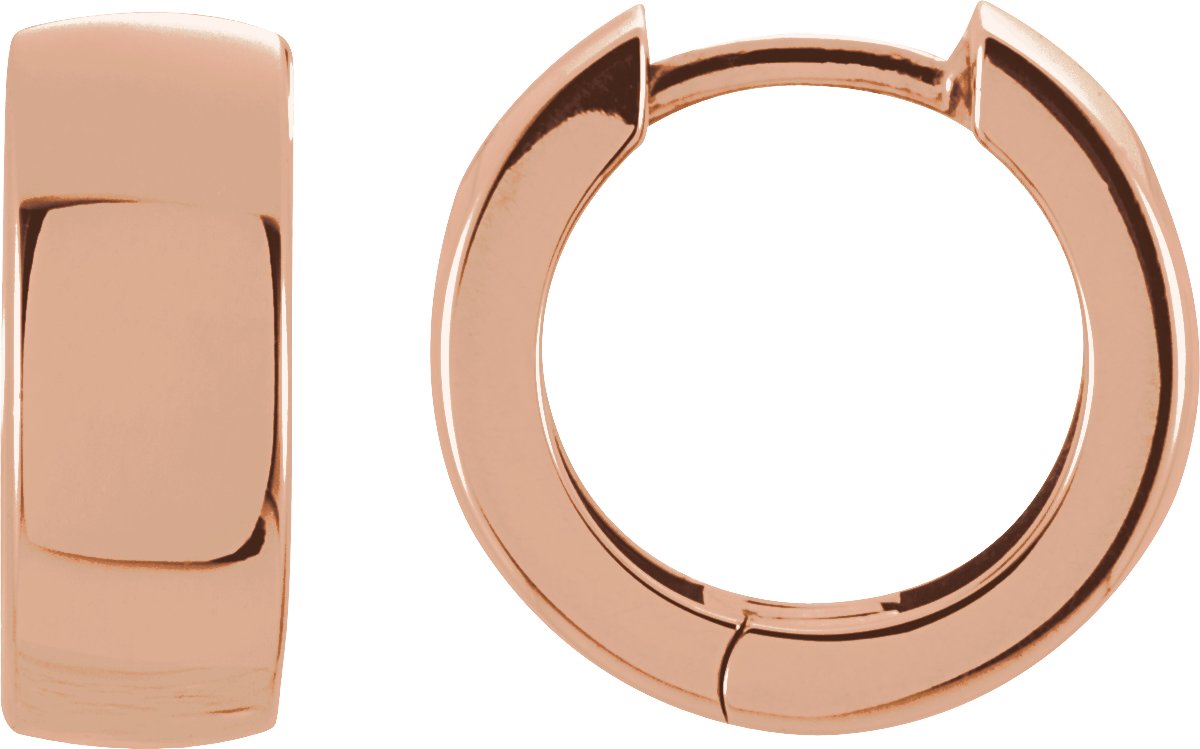 14K Rose 14 mm Hinged Hoop Earrings