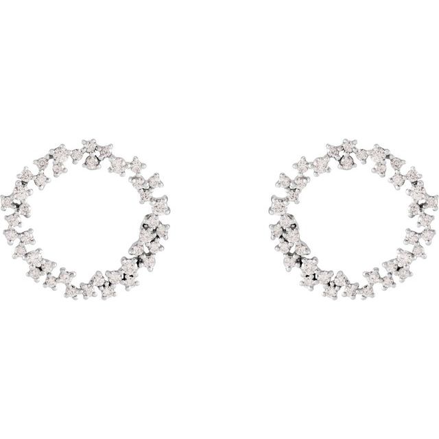 14K White 3/4 CTW Natural Diamond Circle Earrings