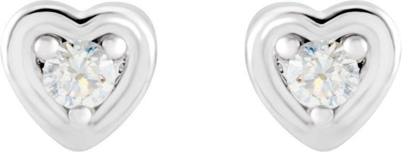 14K White .03 CTW Natural Diamond Youth Heart Earrings