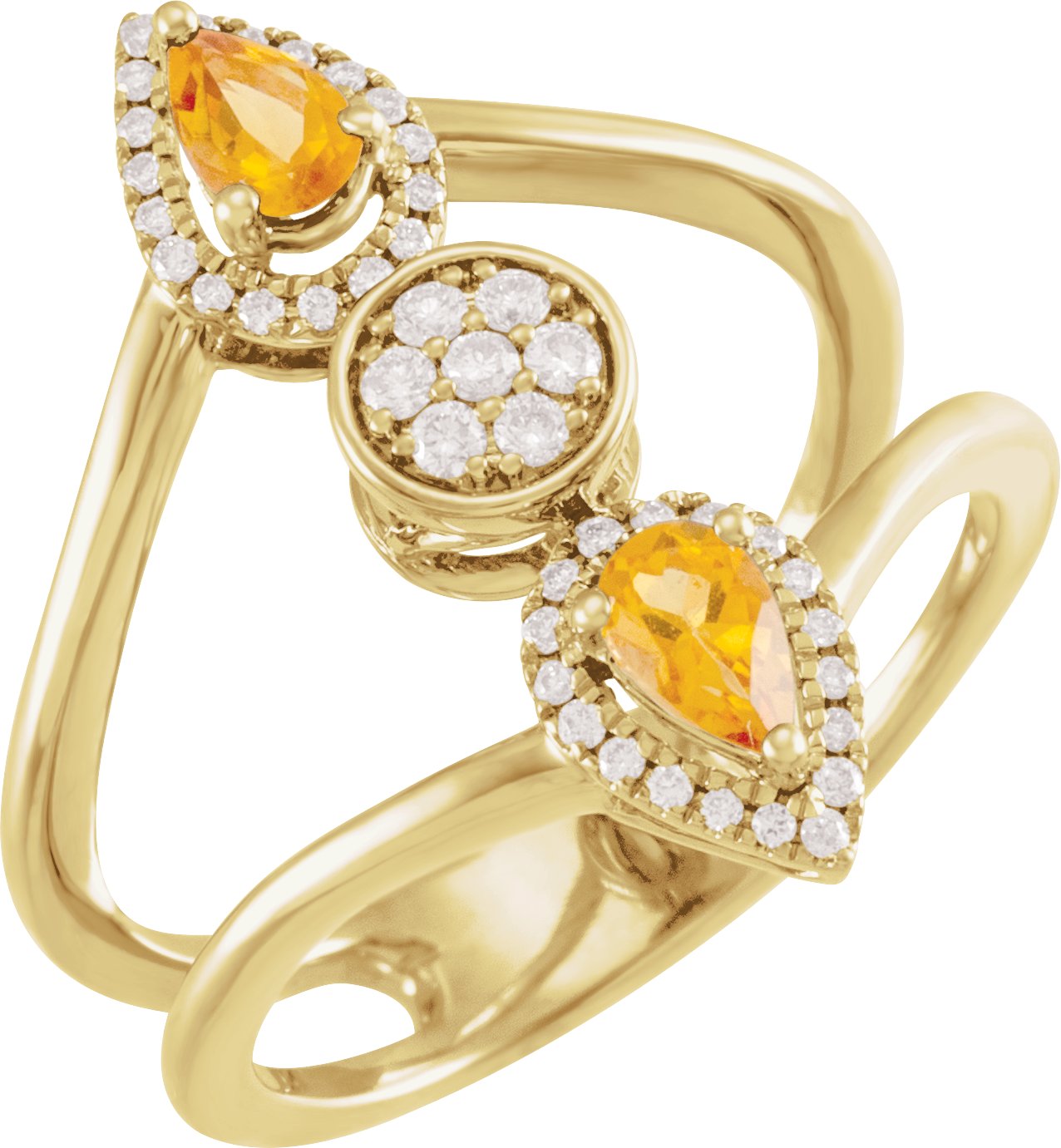 14K Yellow Natural Citrine & 1/5 CTW Diamond Ring