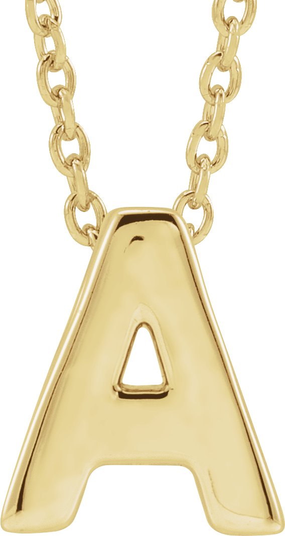 14K Yellow Initial A Slide Pendant 16-18" Necklace 
