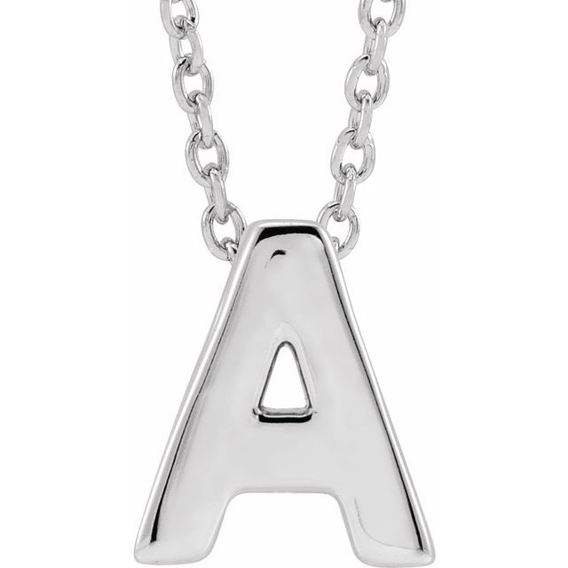 14K White Initial A Slide Pendant 16-18" Necklace 