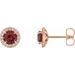 14K Rose 5 mm Natural Mozambique Garnet & 1/8 CTW Natural Diamond Earrings