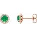 14K Rose 5 mm Lab-Grown Emerald & 1/8 CTW Natural Diamond Earrings