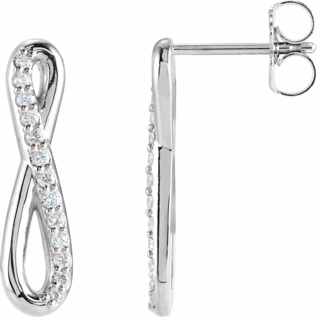 14K White 1/8 CTW Diamond Infinity-Inspired Earrings
