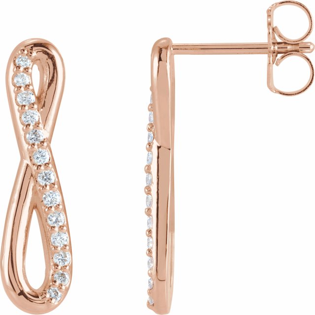 14K Rose 1/8 CTW Natural Diamond Infinity-Inspired Earrings