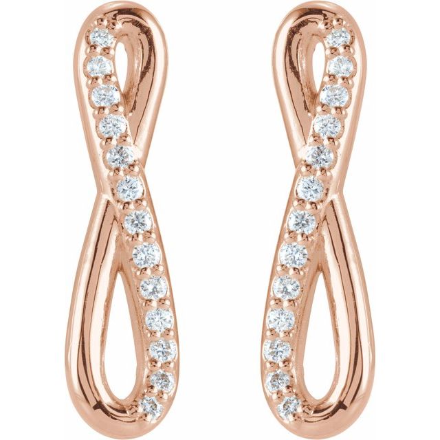 14K Rose 1/8 CTW Natural Diamond Infinity-Inspired Earrings