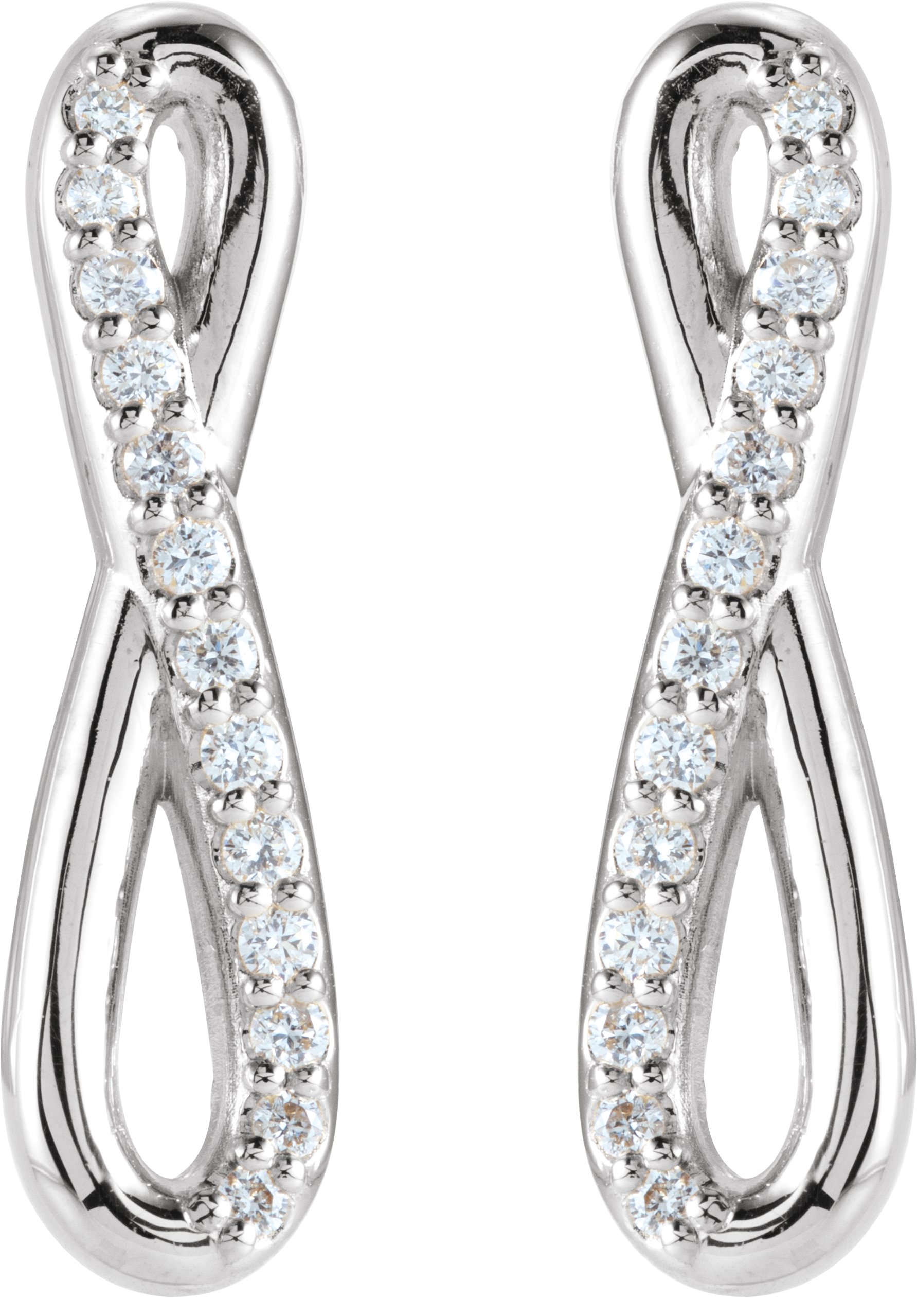 14K White 1/8 CTW Natural Diamond Infinity-Inspired Earrings