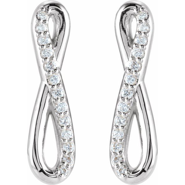 14K White 1/8 CTW Natural Diamond Infinity-Inspired Earrings