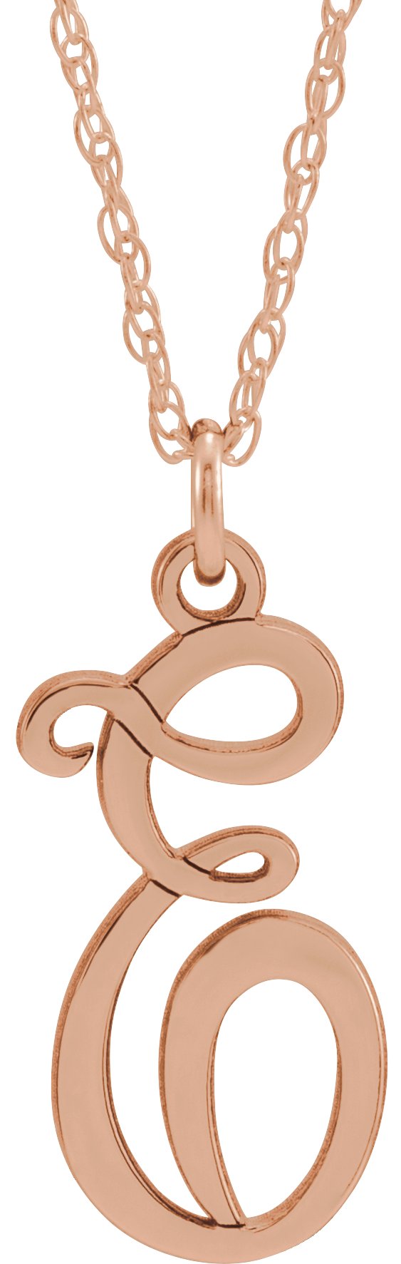 14K Rose Gold-Plated Sterling Silver Script Initial E 16-18" Necklace