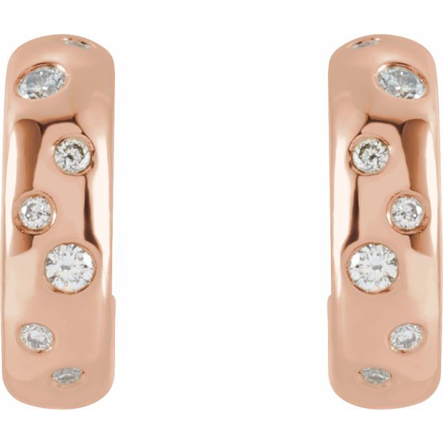 14K Rose 1/8 CTW Natural Diamond Huggie Earrings