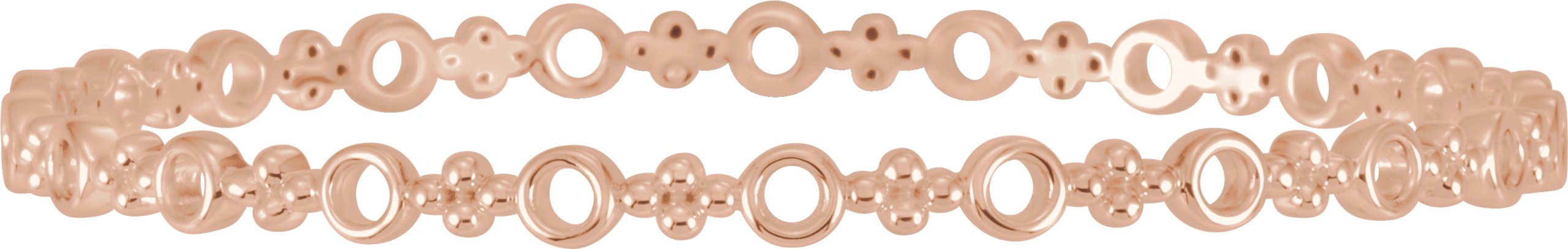 14K Rose 4.4 mm Geometric Bangle 7" Bracelet