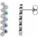 14K White  Natural Blue Multi-Gemstone & 1/10 CTW  Natural Diamond Bezel-Set Bar Earrings