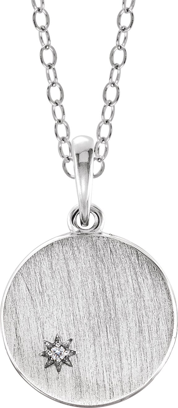 Sterling Silver .005 CT Diamond Engravable Necklace