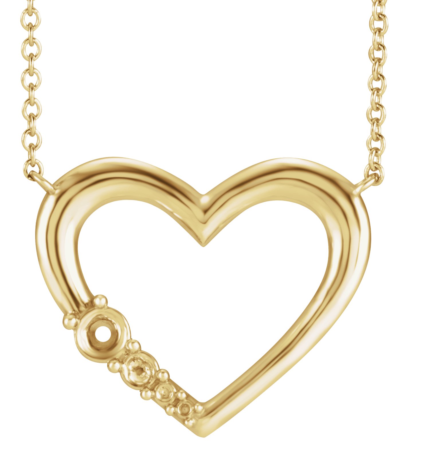 14K Yellow 1-Stone Family Heart 16" Necklace Mounting