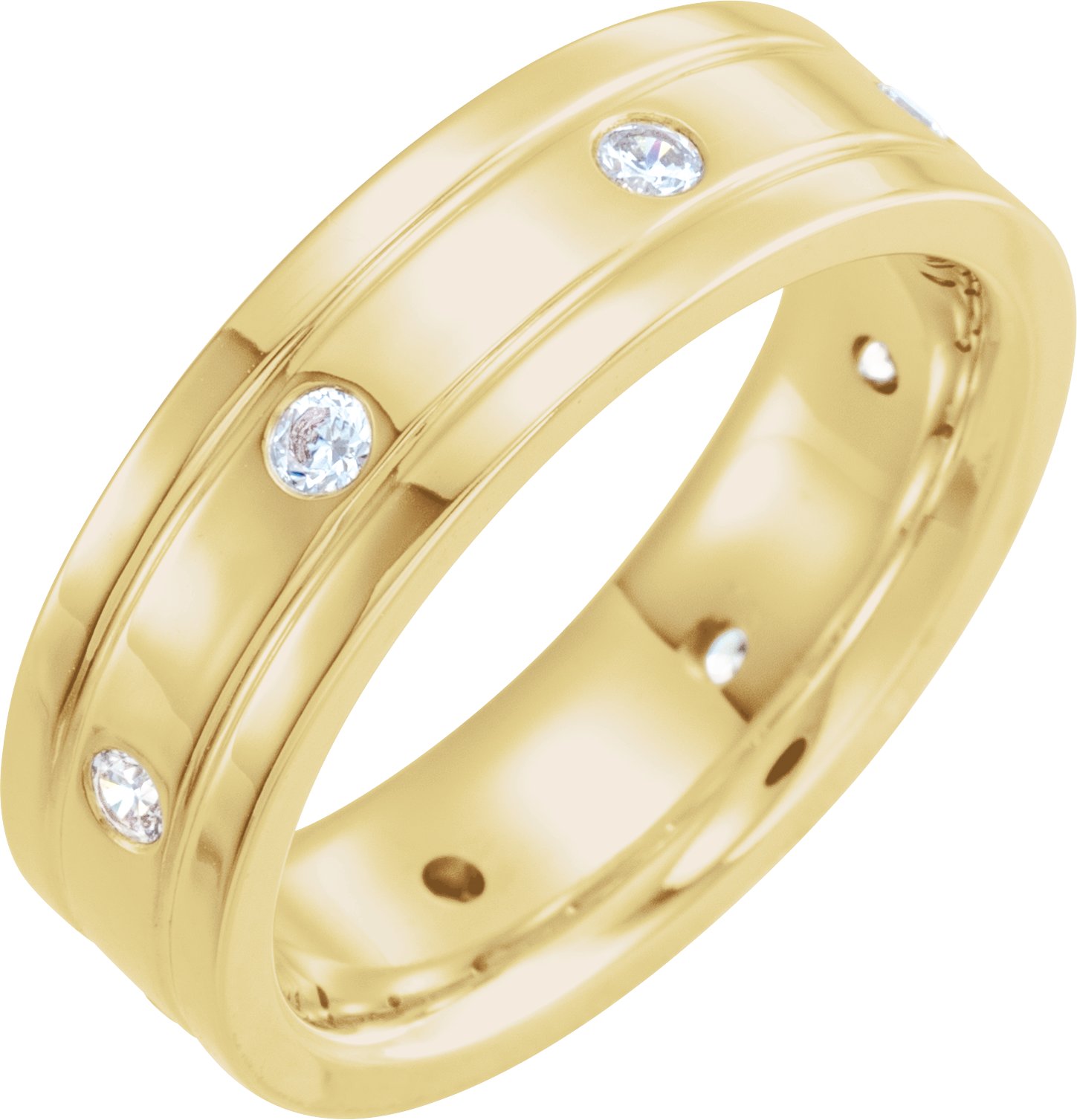 14K Yellow .50 CTW Diamond Double Grooved Band Size 8 Ref 16556360