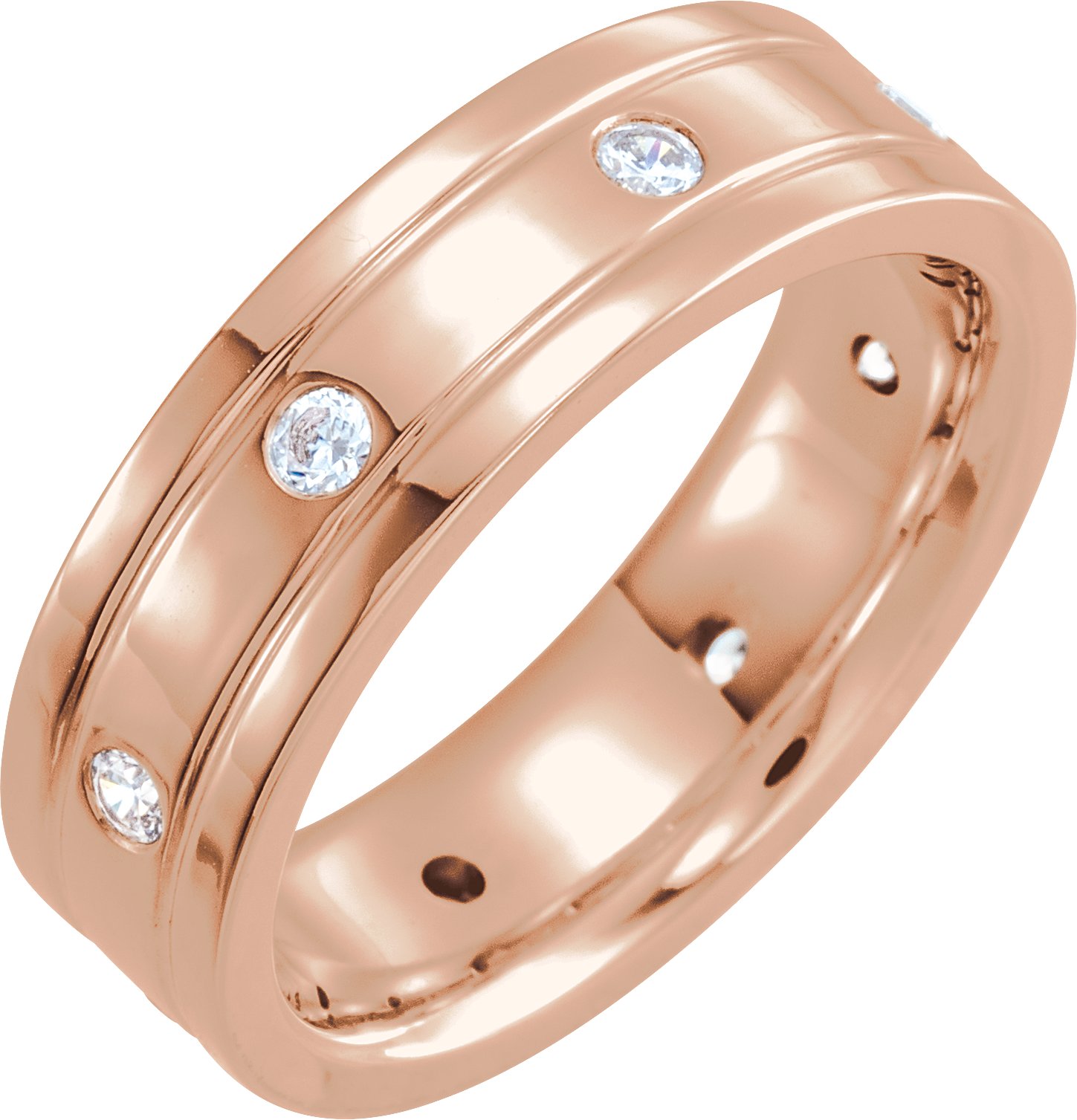 14K Rose .50 CTW Diamond Double Grooved Band Size 10 Ref 16556397