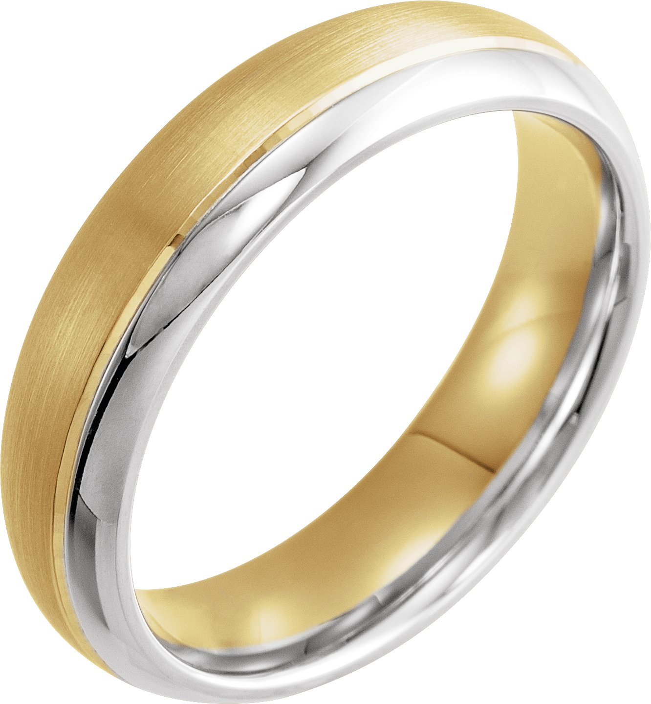 14K Yellow/White 6 mm Grooved Band with Brushed & Polished Finish Size 9