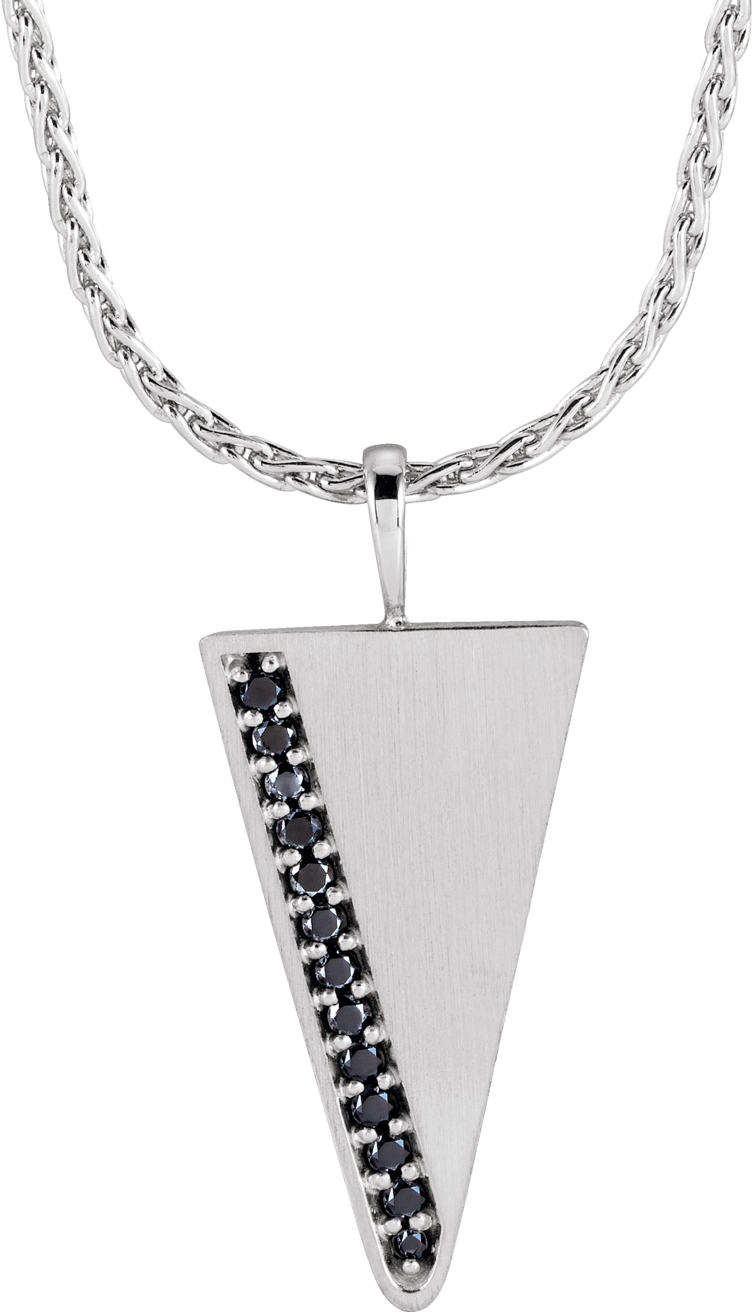 14K White 1/5 CTW Black Diamond Triangle 24" Necklace