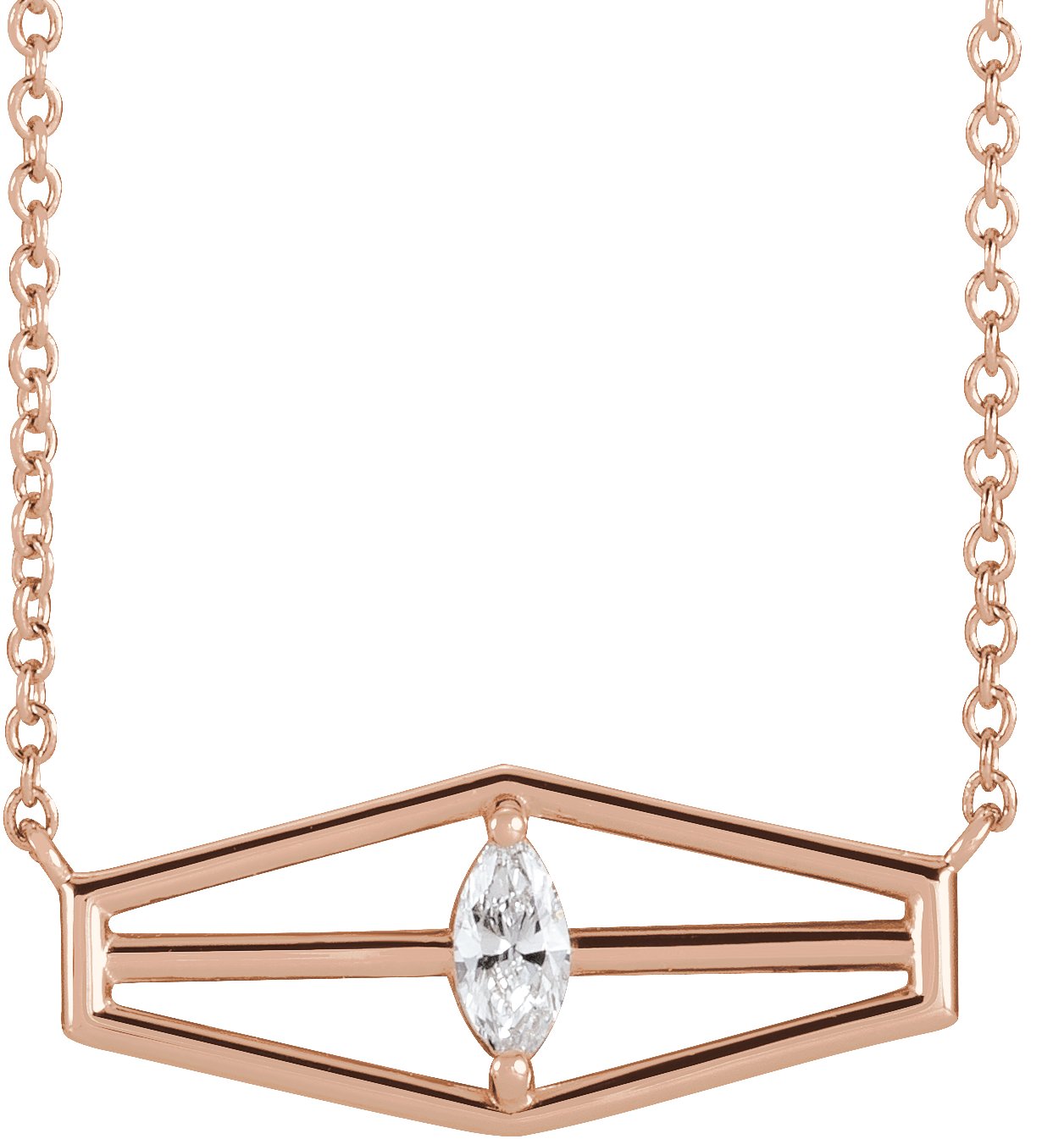 14K Rose 1/6 CT Diamond Geometric 18 Necklace