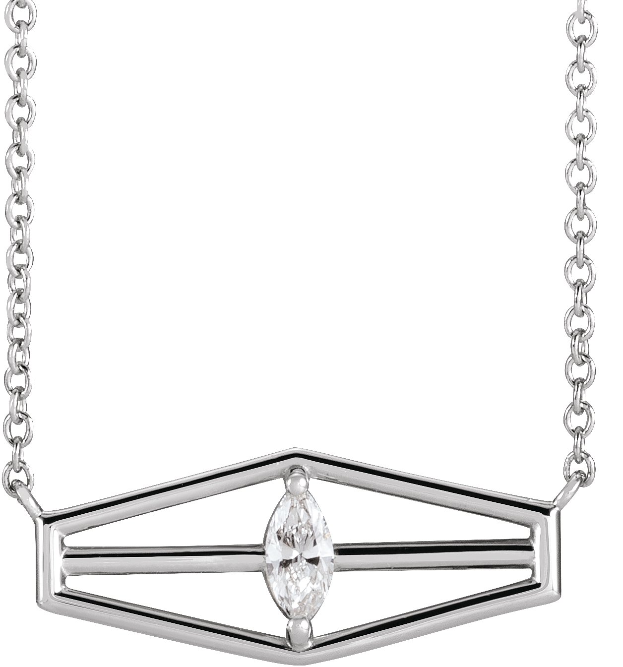 14K White 1/6 CT Diamond Geometric 18 Necklace