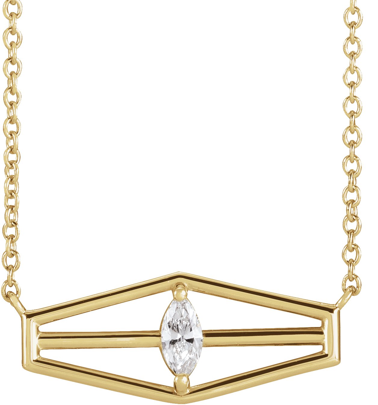 14K Yellow 1/6 CT Natural Diamond Geometric 18" Necklace