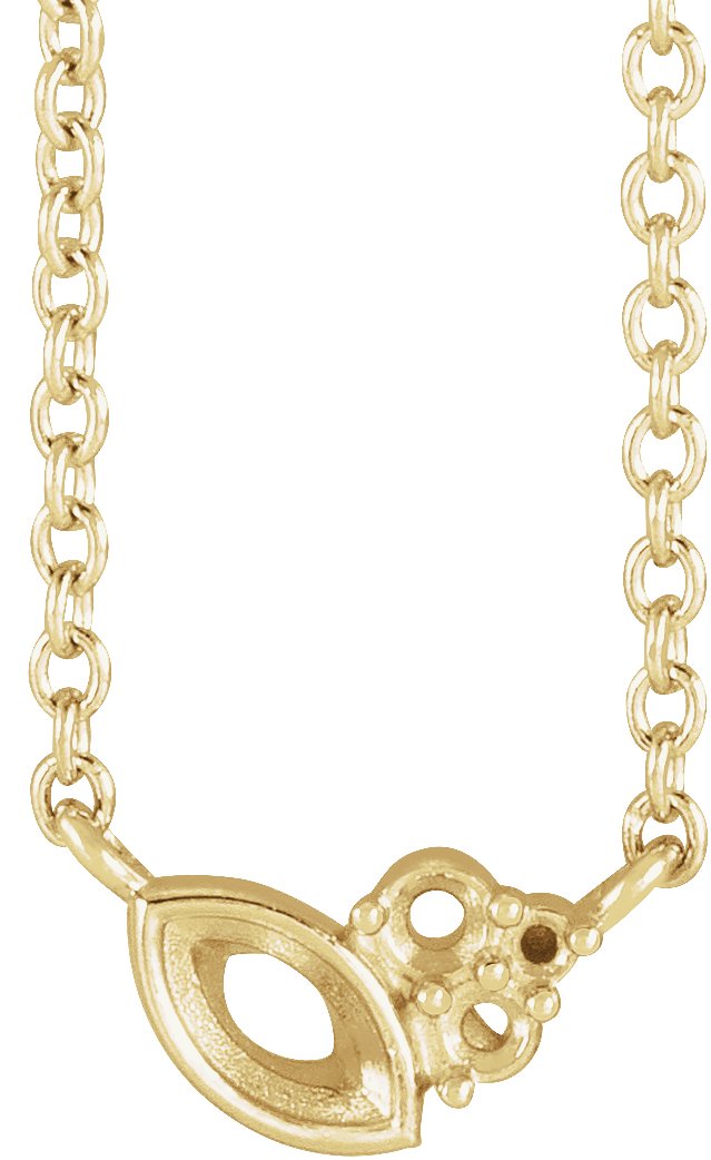 14K Yellow Accented Bezel-Set 16" Necklace Mounting