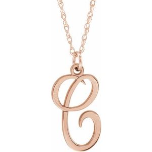 14K Rose Gold-Plated Sterling Silver Script Initial C 16-18" Necklace
