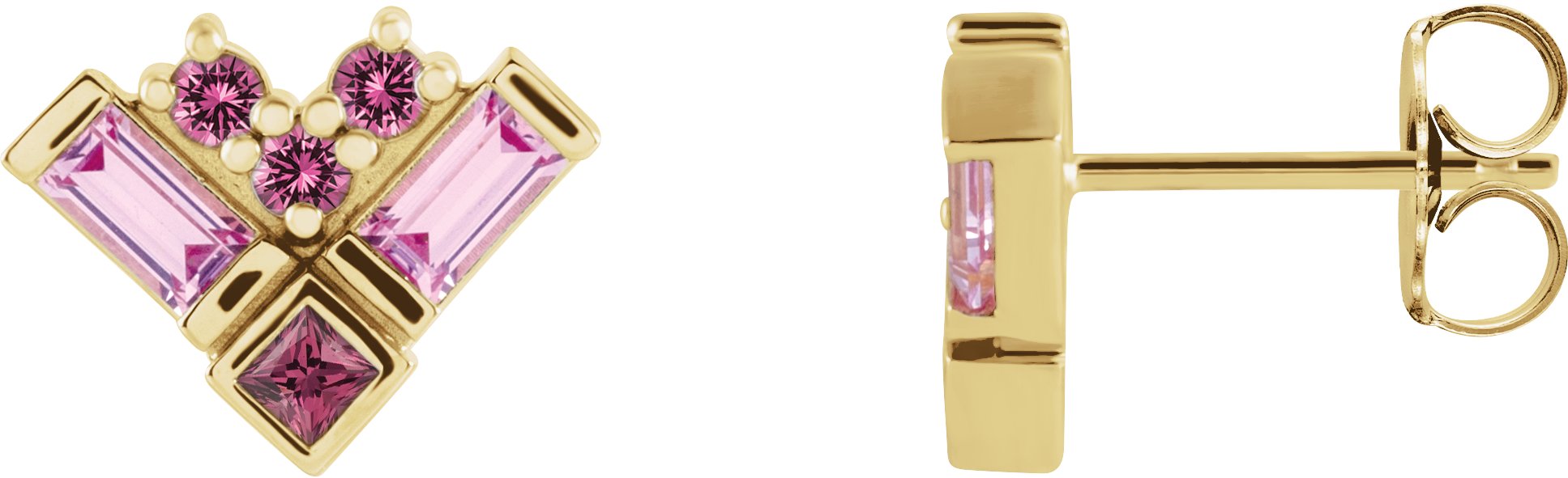 14K Yellow Pink Multi Gemstone Cluster Earrings Ref. 16854662