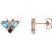 14K Rose Natural Blue Multi-Gemstone Cluster Earrings