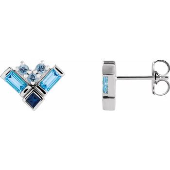 Platinum Blue Multi Gemstone Cluster Earrings Ref. 16854667