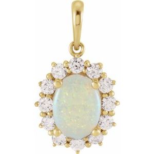 14K Yellow Ethiopian Opal & 1/3 CTW Diamond Pendant
