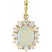 14K Yellow Natural White Opal & 1/3 CTW Natural Diamond Halo-Style Pendant