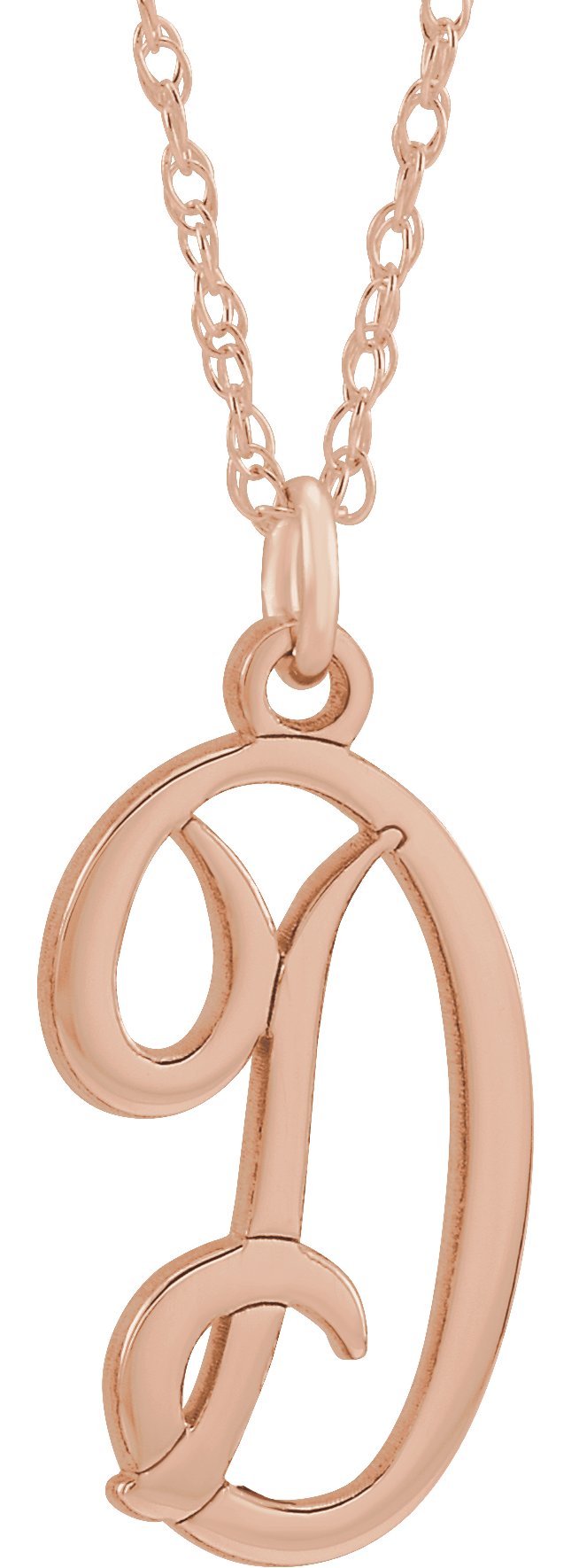 14K Rose Gold-Plated Sterling Silver Script Initial D 16-18" Necklace