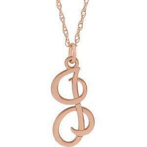 14K Rose Gold-Plated Sterling Silver Script Initial I 16-18" Necklace