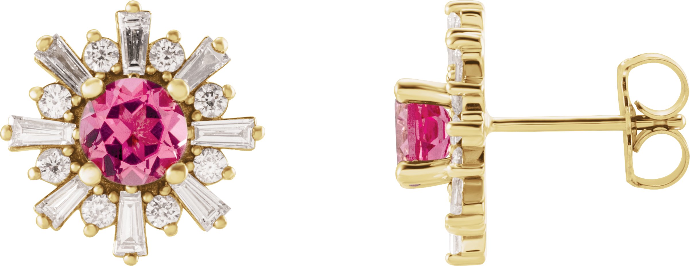 14K Yellow Pink Tourmaline and .75 CTW Diamond Earrings Ref. 15587780