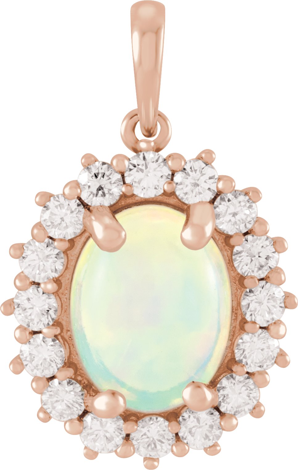 14K Rose Ethiopian Opal & 1/2 CTW Diamond Pendant