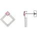 Sterling Silver Natural Pink Tourmaline & 1/3 CTW Natural Diamond Earrings