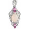 14K White Opal, Pink Sapphire and .10 CTW Diamond Vintage Inspired Pendant Ref. 16628538