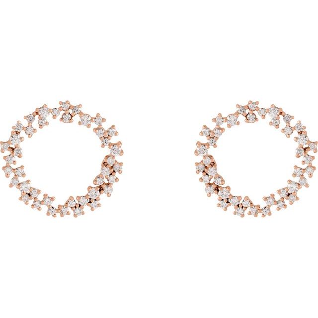14K Rose 3/4 CTW Natural Diamond Circle Earrings