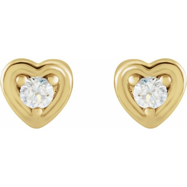 14K Yellow .03 CTW Natural Diamond Youth Heart Earrings