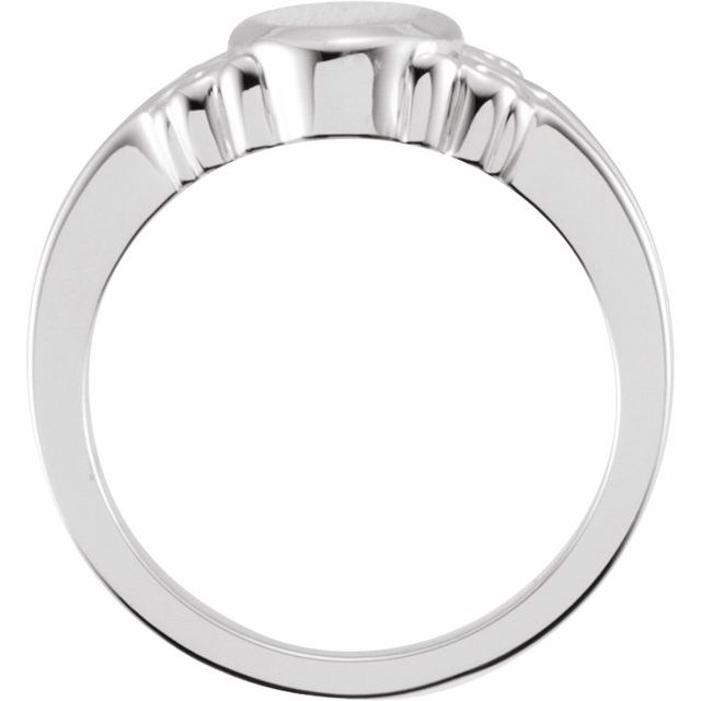14K White 9.7x8 mm Oval Signet Ring