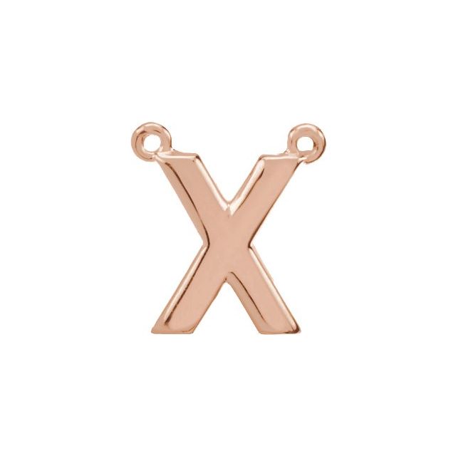 14K Rose Block Initial X Necklace Center