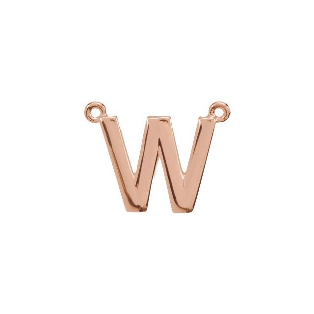 14K Rose Block Initial W Necklace Center