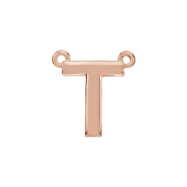 14K Rose Block Initial T Necklace Center
